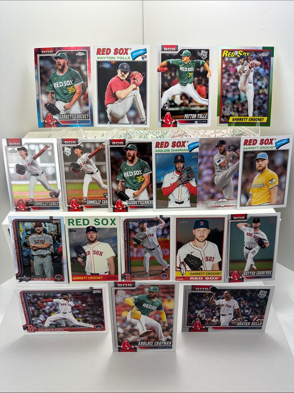 Payton Tolle Rookies Red Sox lot of 18 Chapman/Crochet Red White & Blue Chrome